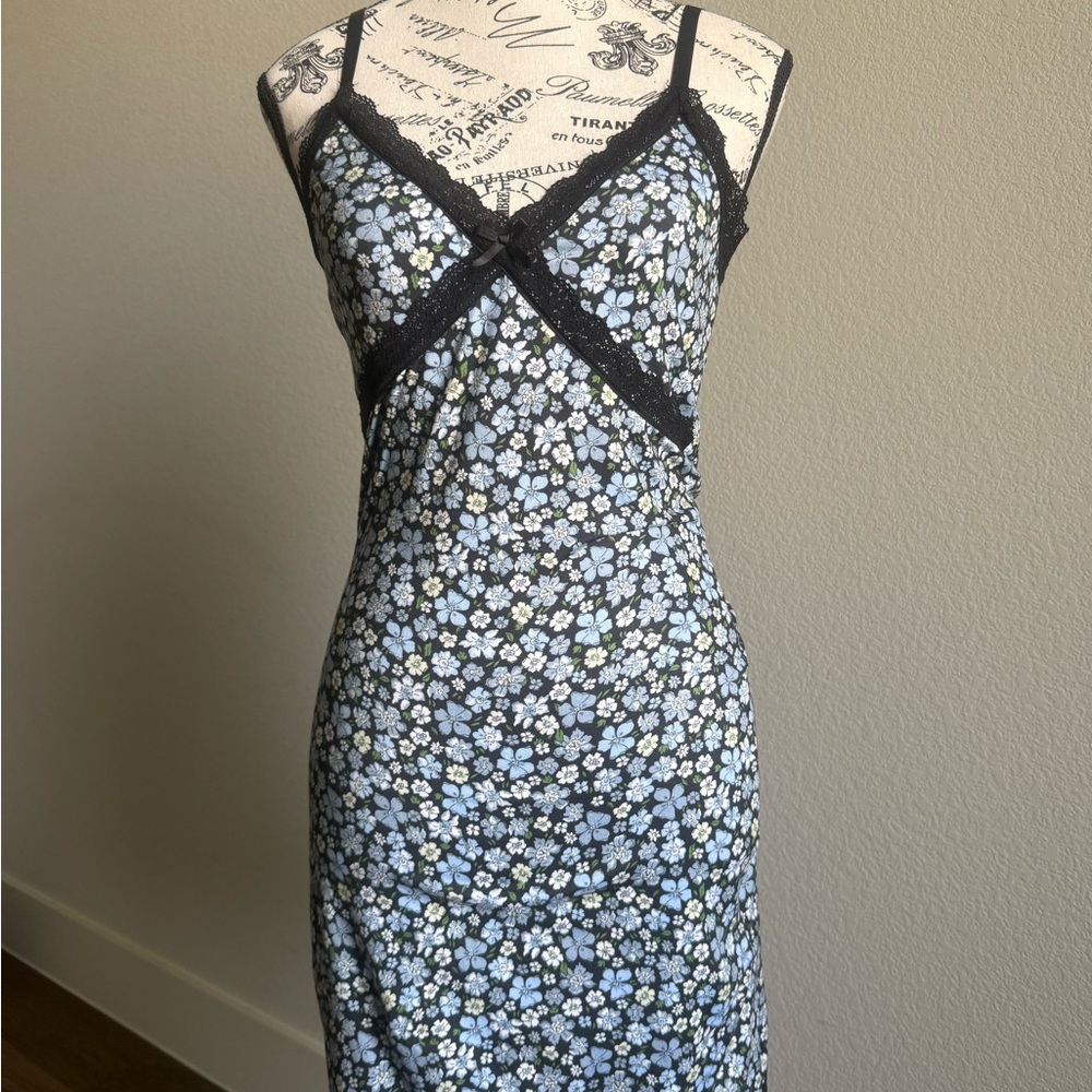 H&M Black Floral Chemise with Lace